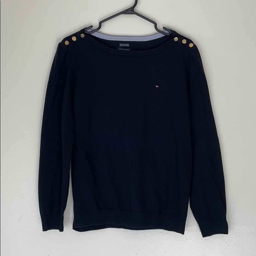 TOMMY HILFIGER BLACK LONG SLEEVE TOP